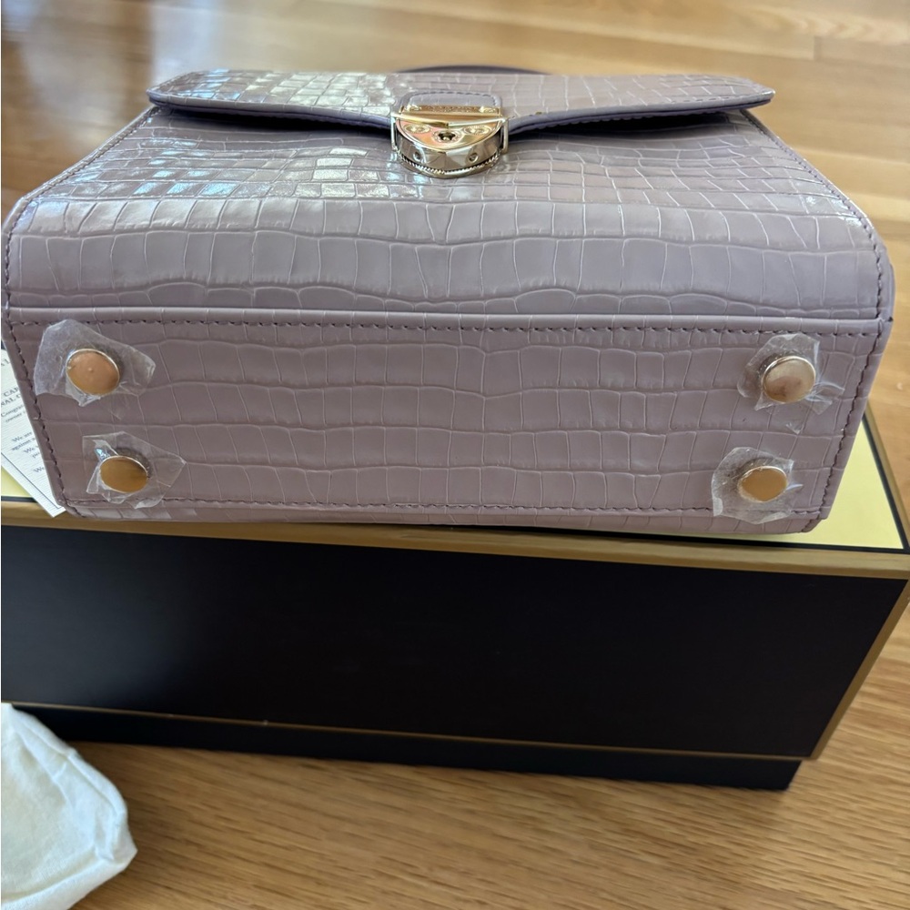 Aspinal of London Lilac Croc-Embossed Top-Handle Bag - Picture 3 of 11
